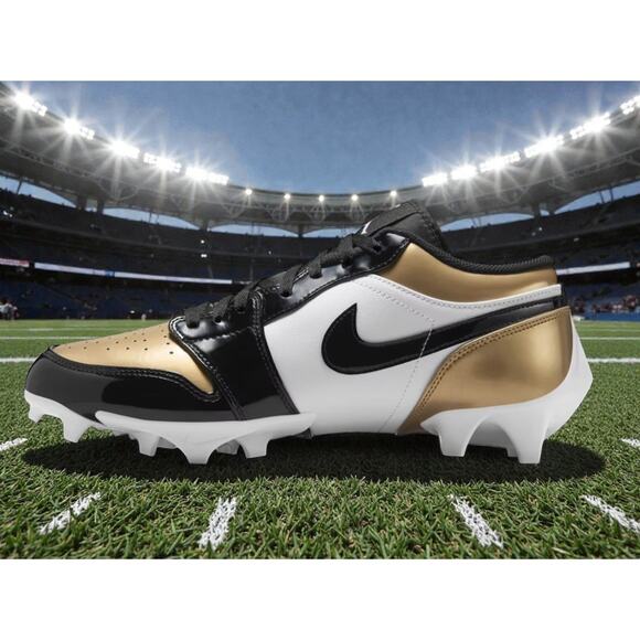 Air Jordan 1 Low Nike Gold Toe NFL Football Saints Team Cleats Mens Size 13 NEW main image 9